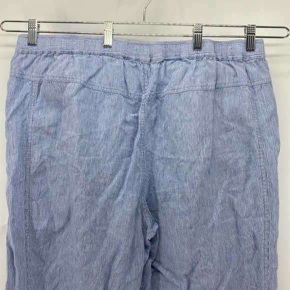 Orvis blue white linen draw string pockets cropped pants preppy lightweight - Picture 6 of 8